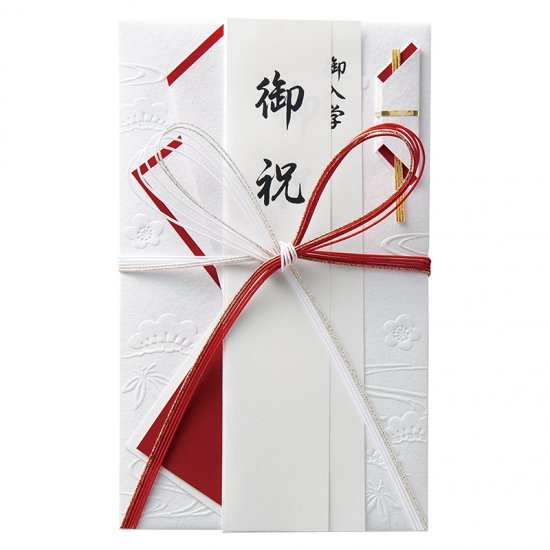 和しぐさ エンボス金封 大判 赤白花結(キ-WS2105)